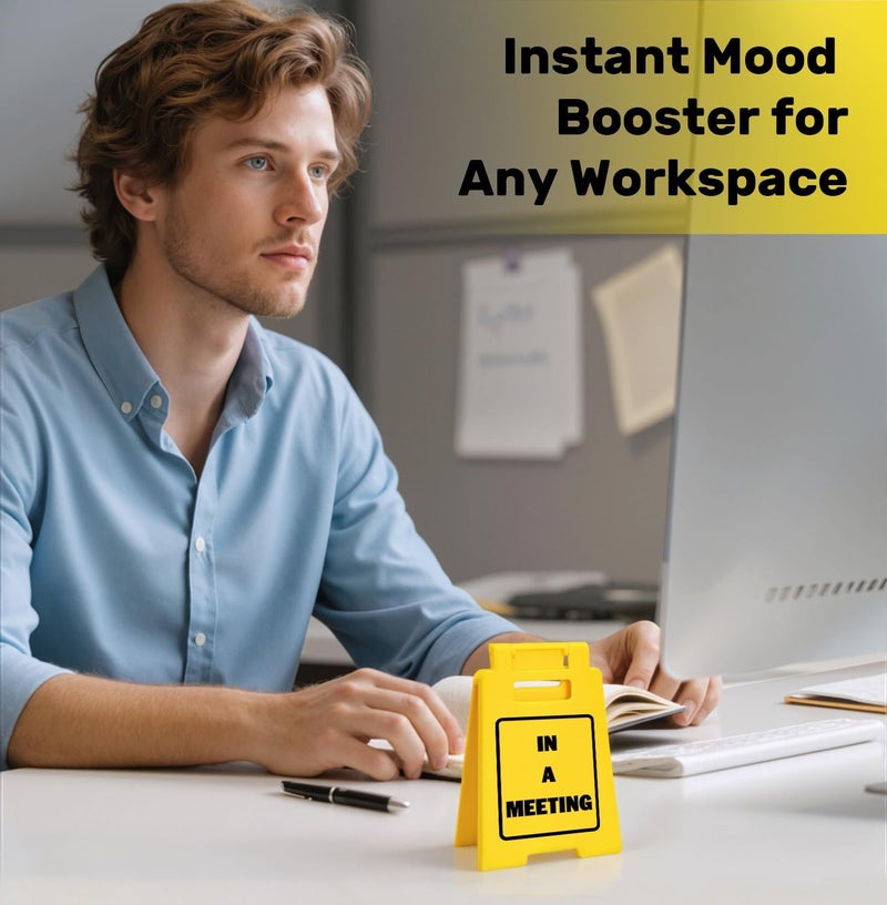 Kunniakir In a Meeting Desk Sign – Funny Office Decor, Sarcastic Desk Accessory for Work, Funny Gift for Coworkers, Office Sign for Workspace or Home Office - Image 4